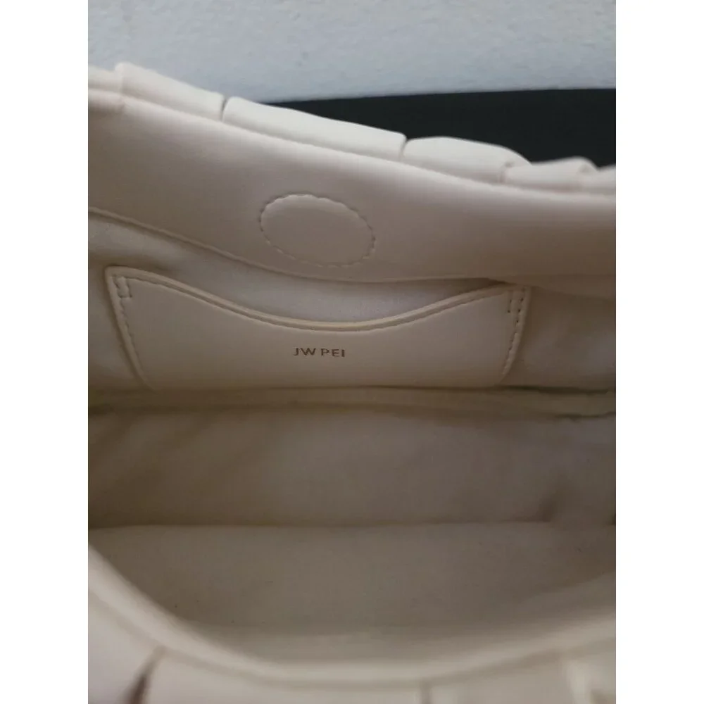 JW Pei GABBI Ivory Pleated Vegan Leather Ruched Handle Hobo Bag - Picture 5 of 7
